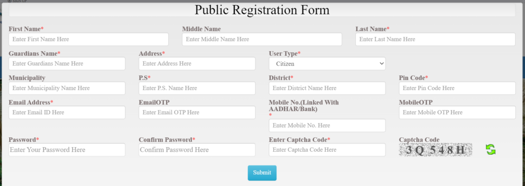 Banglarbhumi User Registration