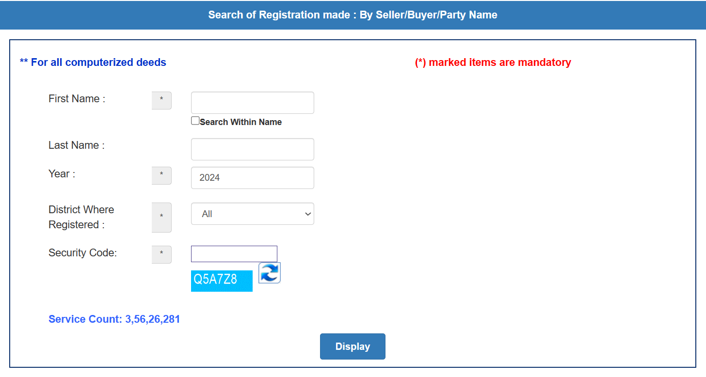 WB Land Registration Details by Name